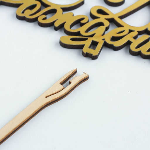 Цена за 5 шт. Топпер для торта деревянный С Днём Рождения, золотой, 14.36.4 см - Дарим красиво фото 5