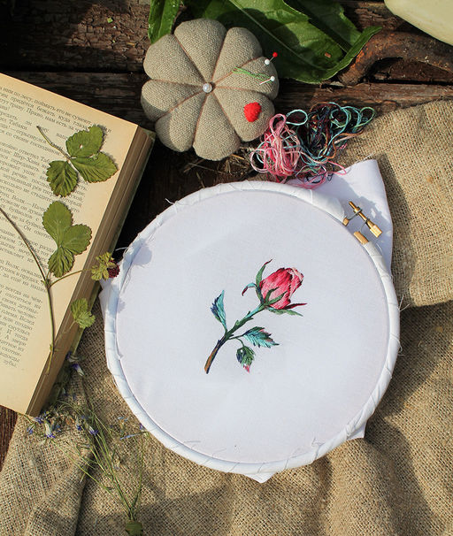 Набор для вышивания PANNA Живая картина JK-2196 Розовый бутон 8 х 5.5 см