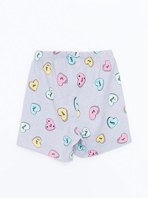 Beli Lastikli Bask?l? K?z ?ocuk Pijama ?ort