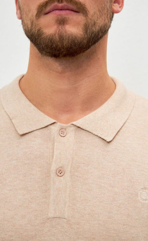 Джемпер мужской с отложным воротником и планкой на пуговицах F221-15-22021 бежевый - Fine joyce фото 4