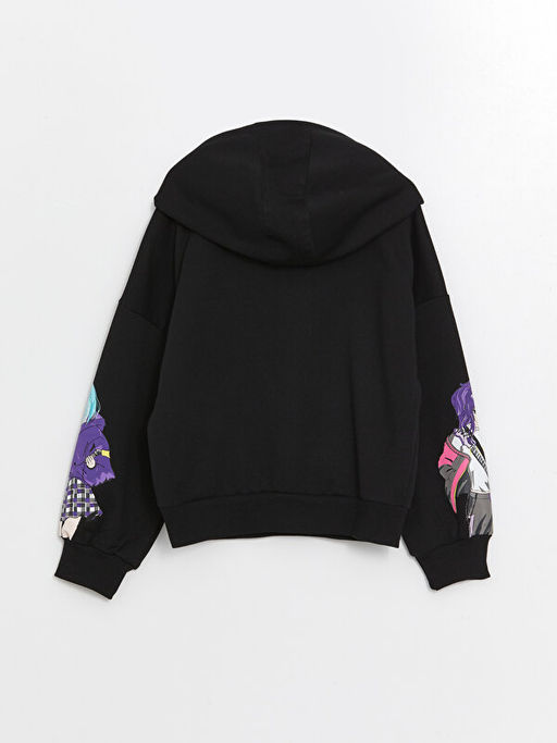 Kap??onlu Bask?l? Uzun Kollu K?z ?ocuk Sweatshirt - Waikiki фото 2