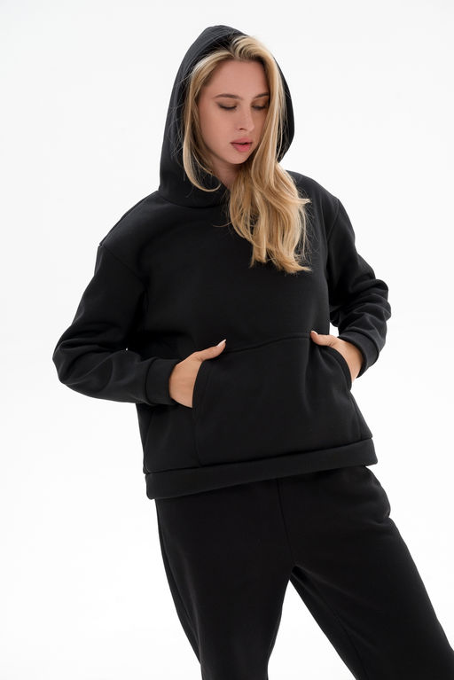 Костюм женский из футера 3х нит.начес Вектор черный - Амадэль фото 4