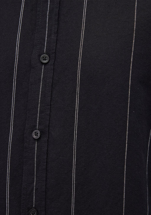 Cizgili Siyah Gomlek - Mavi фото 6