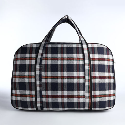 Сумка дорожная на молнии, наружный карман, длинный ремень, цвет синий/белый - Simaland фото 3