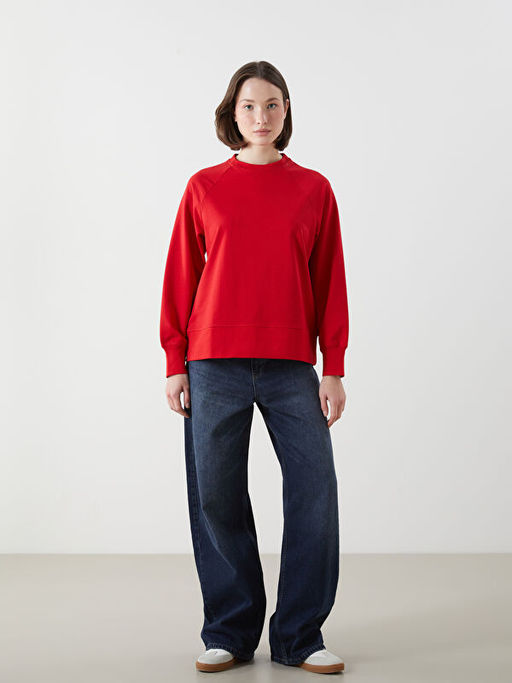 Bisiklet Yaka Oversize Kad?n Sweatshirt