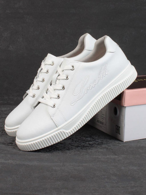 05-PDD165-1 WHITE/GRAY Кроссовки женские (натуральная кожа)