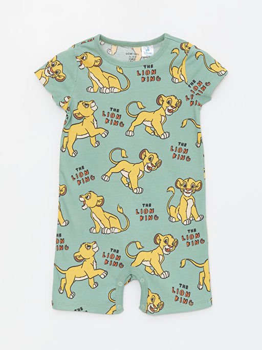 Bisiklet Yaka K?sa Kollu Aslan Kral Bask?l? Erkek Bebek Tulum