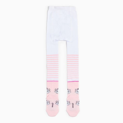 Колготки детские «Мари», Коты аристократы, рост 116-122 см, цвет белый/розовый