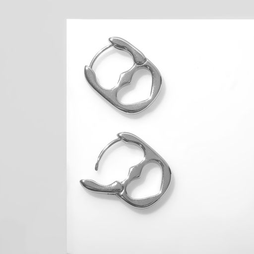 Серьги металл Сердце ключ, цвет серебро - Qf фото 2