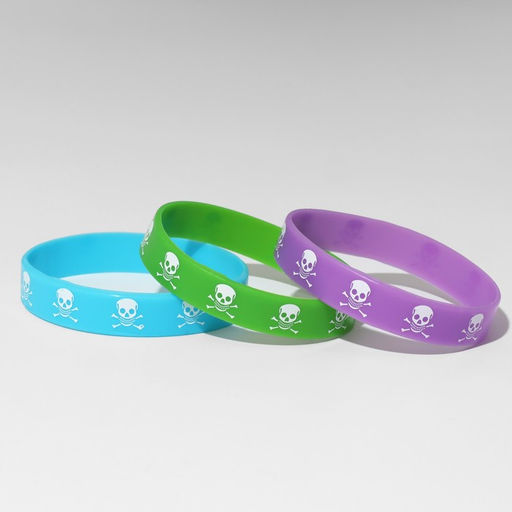 Силиконовый браслет Череп, набор 3 шт, цвет МИКС, 5,7см - Queen fair фото 2