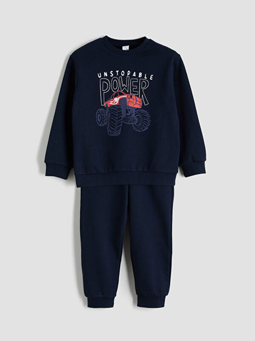 Bask?l? Erkek ?ocuk Sweatshirt ve E?ofman Alt?