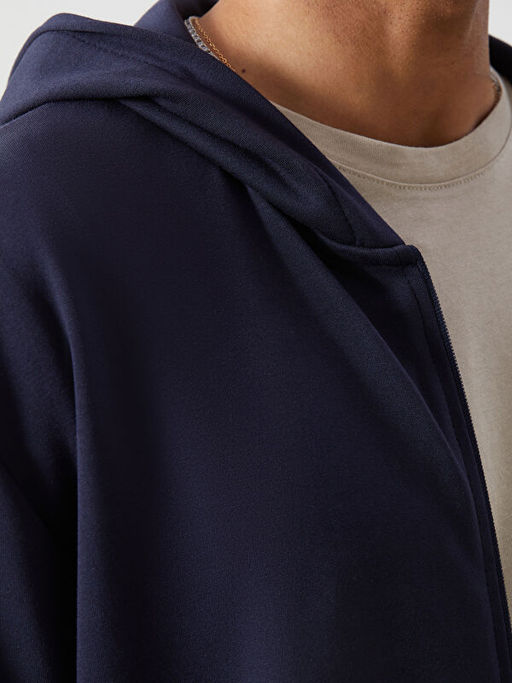 Kap??onlu Uzun Kollu Erkek Fermuarl? Sweatshirt