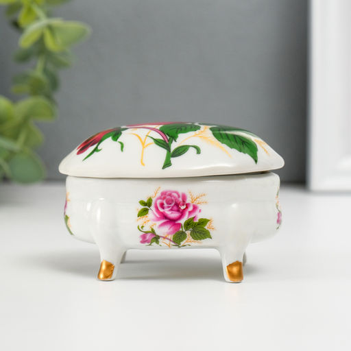Шкатулка для украшений на ножках «Роза», керамика, 6.1×7.7×4.8 см
