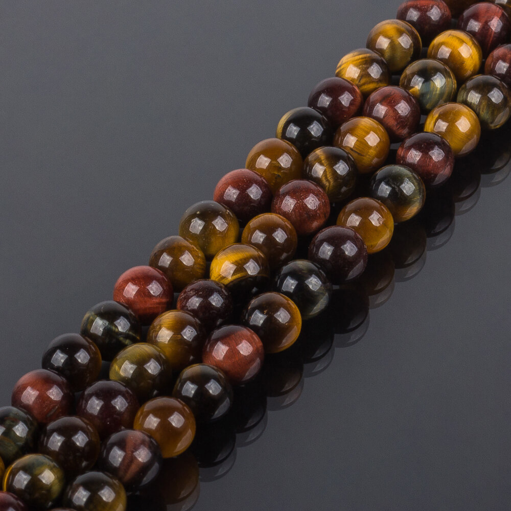 Бусины для украшений из Тигрового,Соколиного и Бычьего глаза 38 см