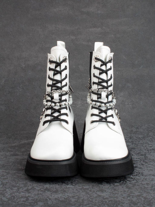 01-GZ6190-L61 WHITE Ботинки демисезонные женские (натуральная кожа) - Фабричный китай фото 8
