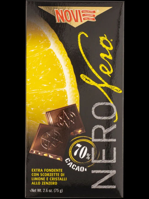 Шоколад Novi Nero горький с лимоном и имбирем 75 г, Италия