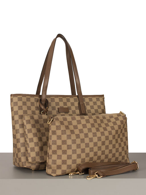 LАСCOMA сумка А567-шахматы-бежевый-коричневый эко кожа-канва - Laccoma фото 2