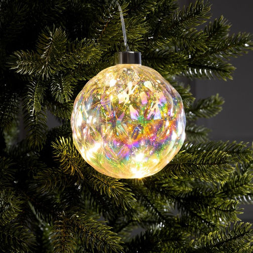 Ёлочная игрушка светодиодная Шар, d=12 см, 12 LED, от батареек ААх2, свечение тёплое белое