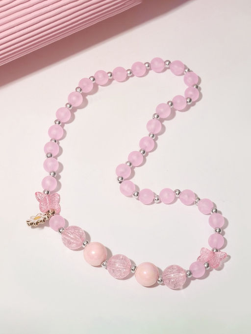 Бусы детские Выбражулька «Бабочка с ромашкой», розовые