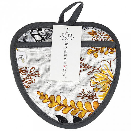 Прихватка с запахом 20х20см "Жозефина, вид 2", форма "Клубника", рогожка 171г/м2, хлопок 100%, наполнитель - ватин 280г/м2, на пластмассовом подвесе, "Домашняя мода" (Россия)