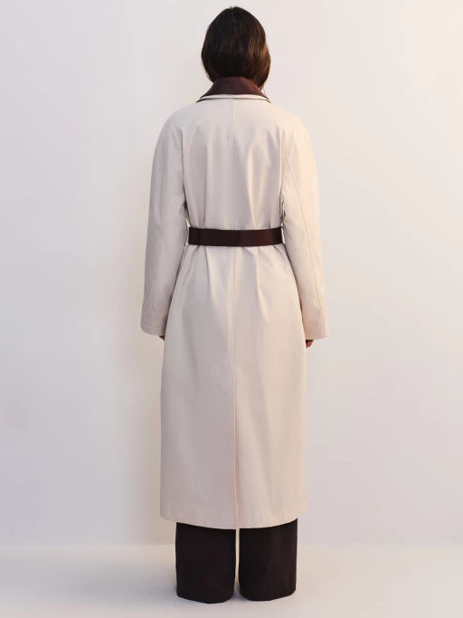 Плащ с кожаным воротником и ремнем ZR2604102217-60 / Zarina  фото 6