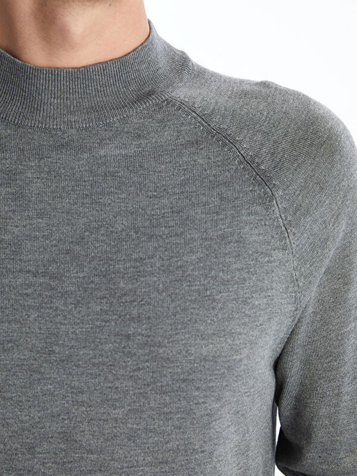 Yar?m Bal?k?? Yaka Uzun Kollu Erkek Triko Kazak