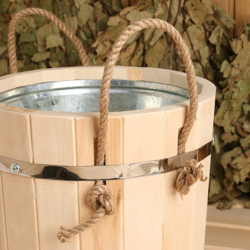 Запарник - ведро для бани и сауны, 7 л, липа, оцинкованная вставка, с крышкой, «Добропаровъ»