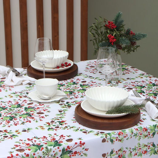 Скатерть Доляна Хвойный узор 145*260 см, 100% п/э  фото 3