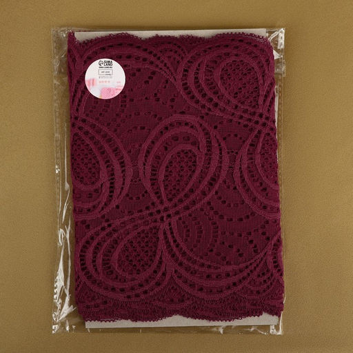 Кружевная эластичная ткань, 180 мм, 2.7±0.5 м, бордовая