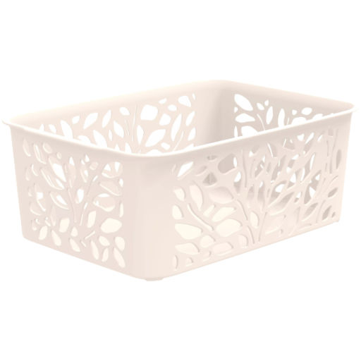 Цена за 3 шт. Корзина для хранения универсальная LEAVES, молочный, 25.8*18.6*10см, 4л