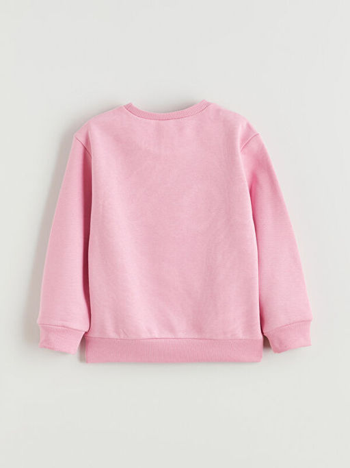 Bisiklet Yaka Bask?l? K?z ?ocuk Kal?n Sweatshirt