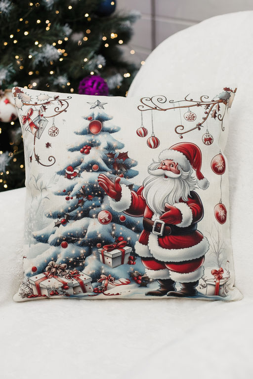 Наволочка декоративная новогодняя 2 шт рогожка