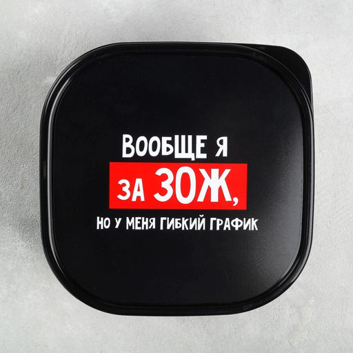 Цена за 2 шт. Ланч - бокс квадратный «Гибкий график на ЗОЖ», 700 мл