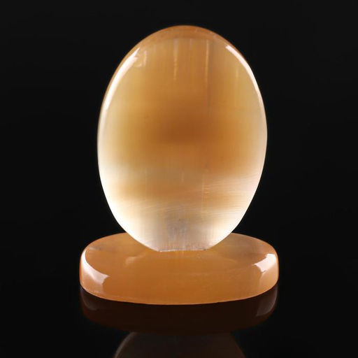 Икона Святая Троица, овал на поставке с фоном, настольная, селенит