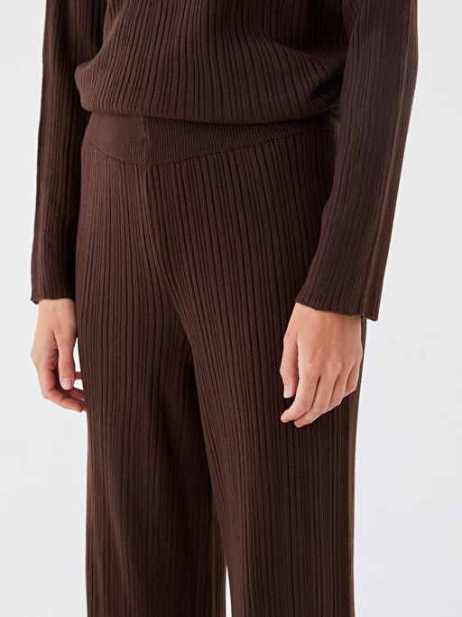 Kad?n Beli Lastikli D?z Triko Pantolon