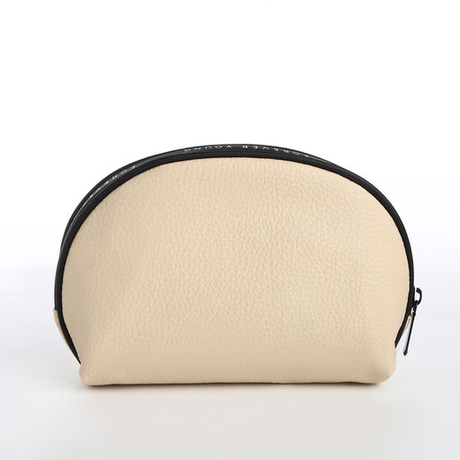 Косметичка-сумка п/ов L-б/н, 20*8*13, отд на молнии, под кожу, молочный - Simaland фото 2