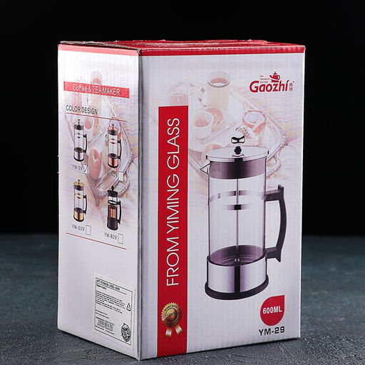 Чайник заварочный френч - пресс «Классика», 600 мл, стекло, цвет серебряный