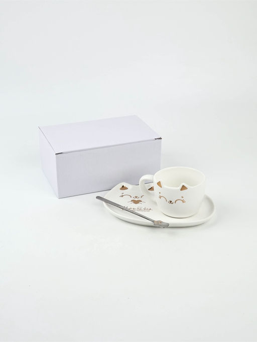 Чайная пара Улыбайся: кружка 200 мл, блюдце 18?11 см, ложка