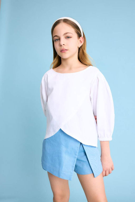 Блузка с коротким рукавом для девочки - Defacto фото 3