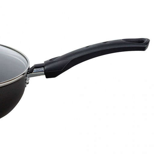 "Атлас" Сотейник с антипригарным покрытием д24см, h6,3см, s1,5мм, стеклянная крышка, бакелитовая ручка (Россия)