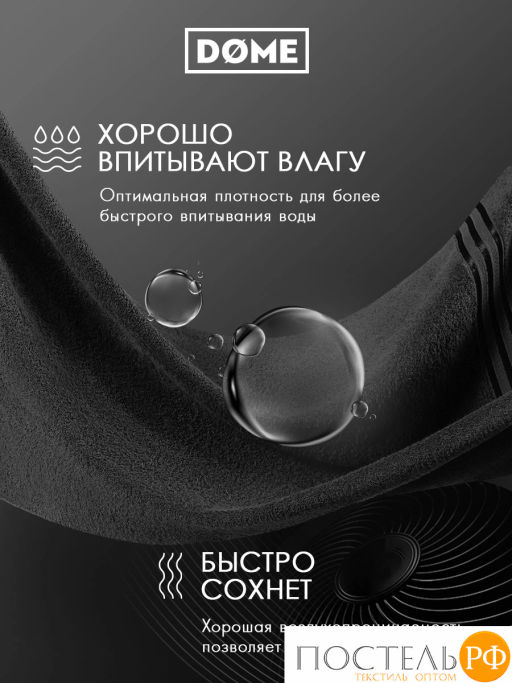 DOME ГАРМОНИКА черн К-т Полотенец 30х50, 10 пр., 100% хл, 440 гр/м2  фото 5