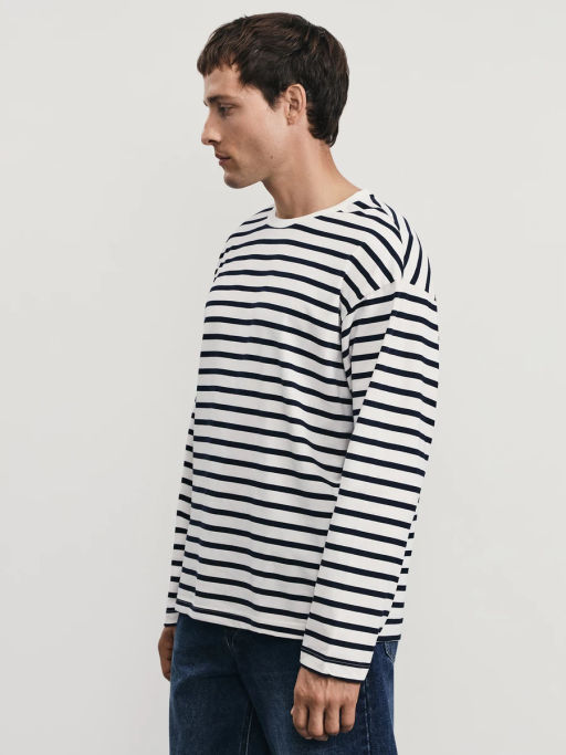 Лонгслив из 100% хлопка в полоску / Zarina  фото 4