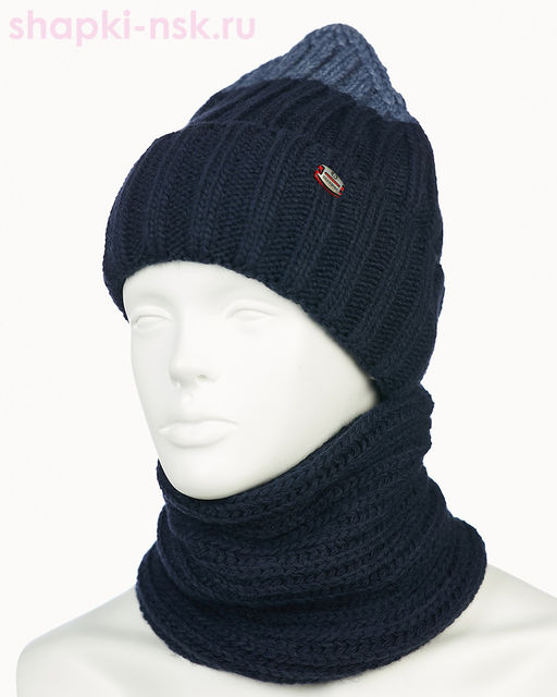 18-73-L Комплект для мальчика флис (колпак+снуд) (52-54)