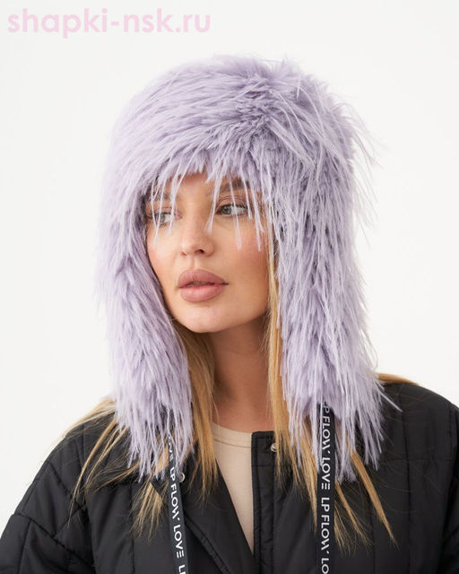 Лама экомех страус Ушанка женская флис (56-57)