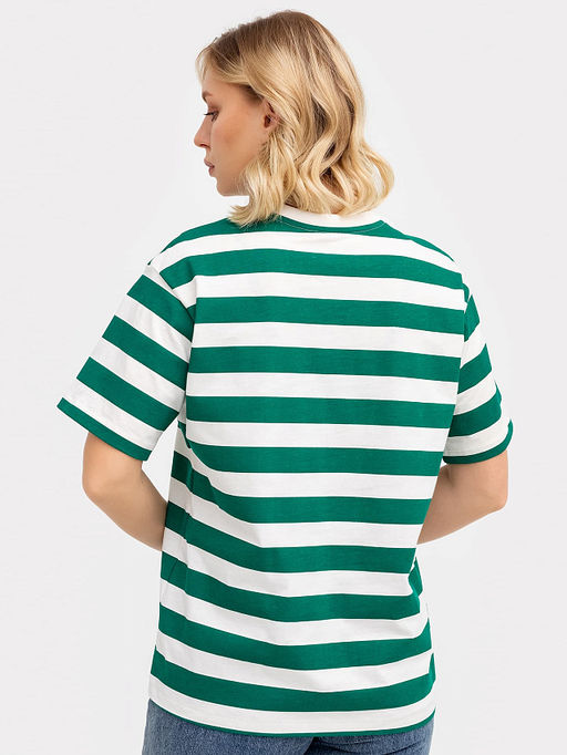 Футболка женская в молочно-зеленую полоску - Mark formelle фото 4