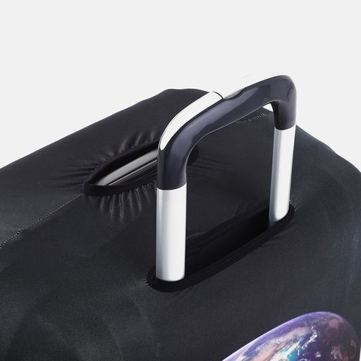 Чехол на чемодан на колёсах, 24" (M), с принтом, чёрный/голубой