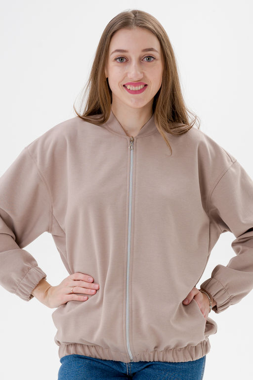 Бомбер из коттон фита какао макси - Амадэль фото 8