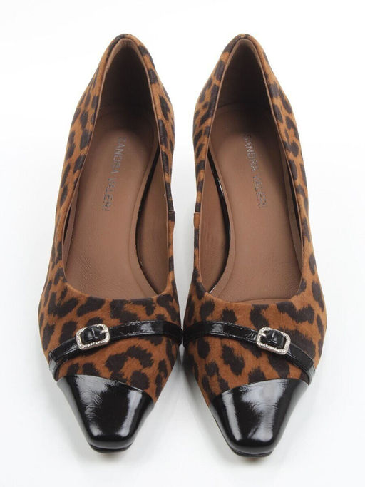 06-P3131 BLACK/LEOPARD Туфли женские (натуральная замша, натуральная кожа)