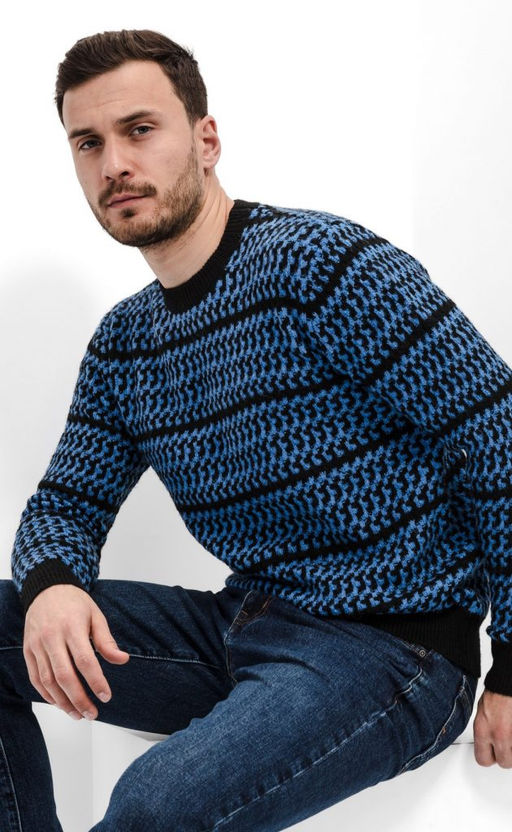 Джемпер мужской в полоску F310-0501 синий - Fine joyce фото 2