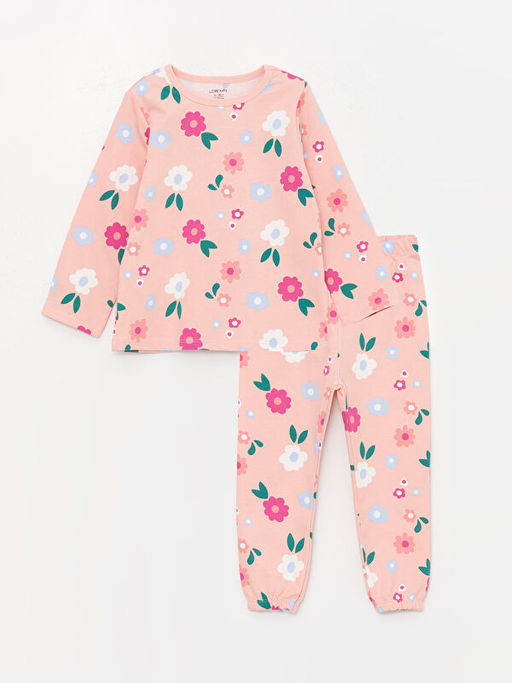 Bisiklet Yaka Bask?l? K?z Bebek Pijama Tak?m?